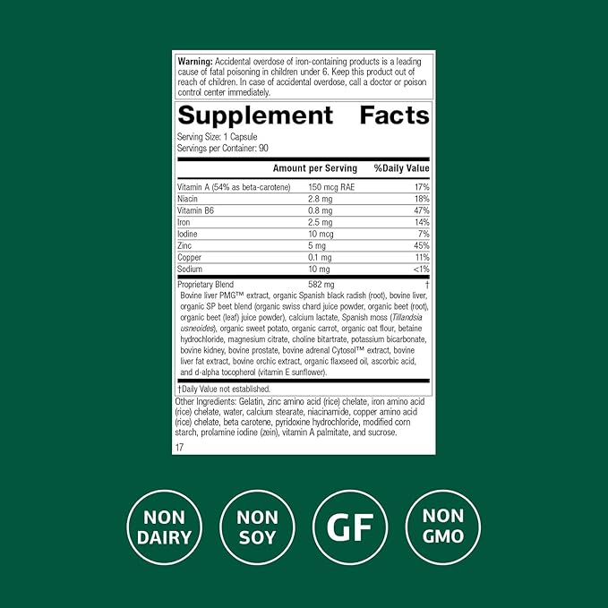 Standard Process Livaplex - Whole Food Bowel, Digestion and Digestive Health, Liver Health and Gallbladder Support with Spanish Black Radish, Betaine Hydrochloride, and Organic Carrot - 90 Capsules