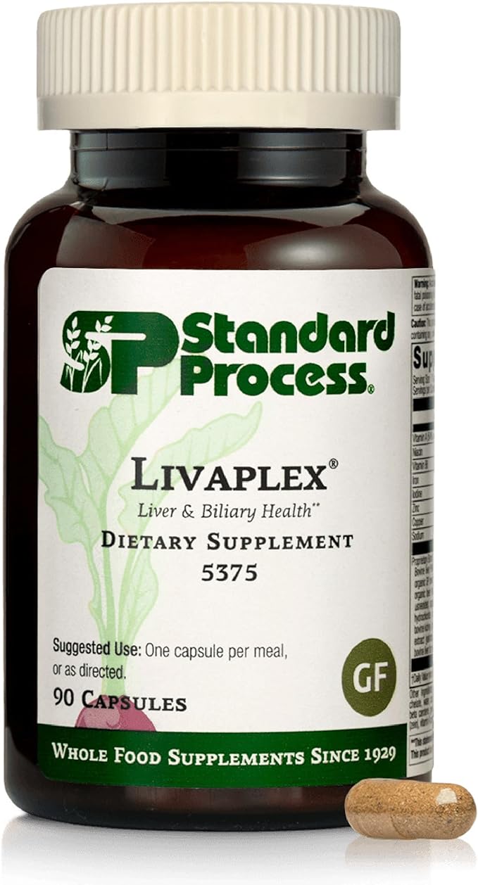 Standard Process Livaplex - Whole Food Bowel, Digestion and Digestive Health, Liver Health and Gallbladder Support with Spanish Black Radish, Betaine Hydrochloride, and Organic Carrot - 90 Capsules