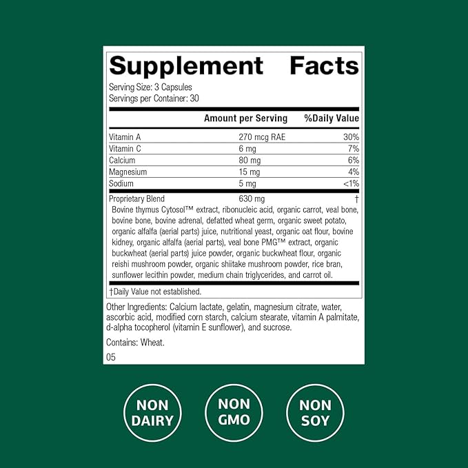Standard Process Inc. Congaplex, Thymus Gland Support Supplement, Support Immune Health with Calcium Lactate, Magnesium, Vitamin C & Vitamin A, Immune System Aid with Mushroom Powder - 90 Capsules