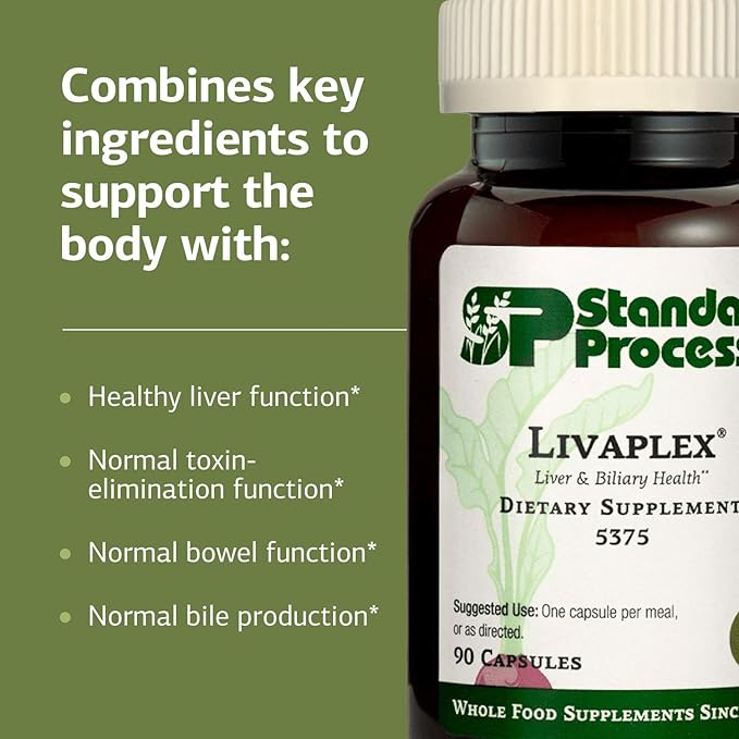 Standard Process Livaplex - Whole Food Bowel, Digestion and Digestive Health, Liver Health and Gallbladder Support with Spanish Black Radish, Betaine Hydrochloride, and Organic Carrot - 90 Capsules